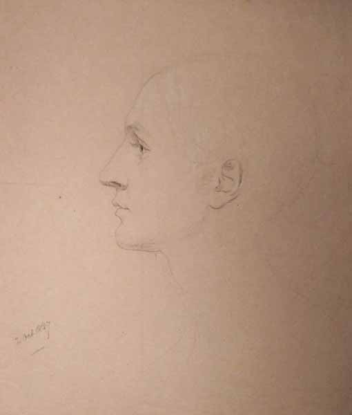 Portrait of a Balding Man in Profile