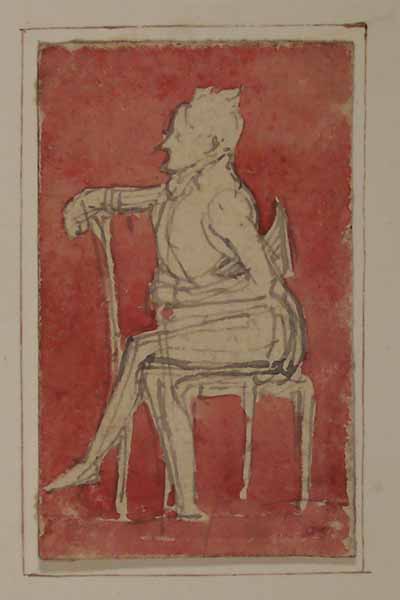 Seated Man Resting His Hand on the Back of a Chair