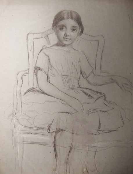Full-Length Study of a Young Girl Seated in an Armchair