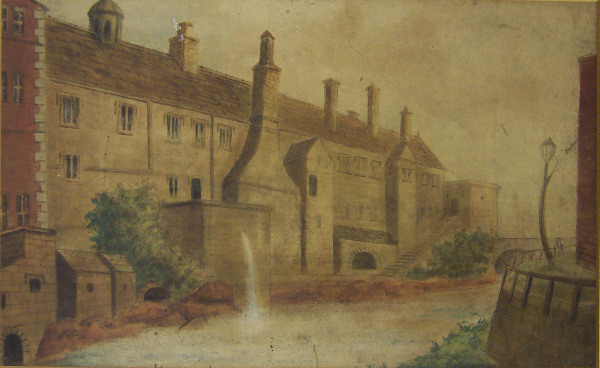 Chetham's College, 1790, North View from River Irk.