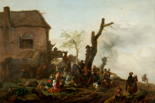 Landscape with a large number of peasants merrymaking in front of a cottage (Alternative Title: Merry Company Before an Inn)