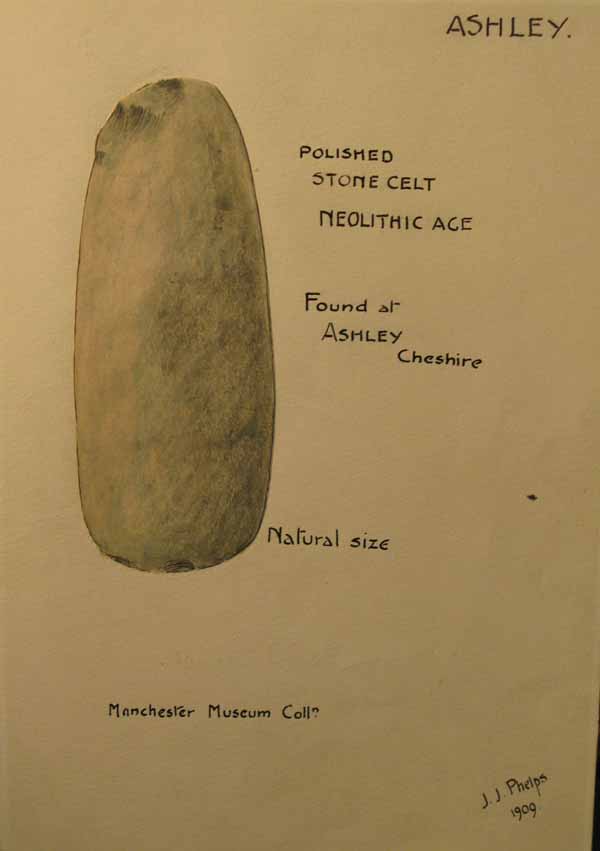 Polished Stone Celt, Neolithic Age, Ashley, Cheshire