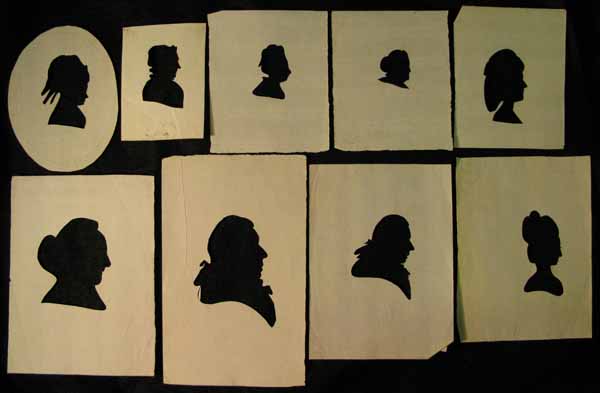 Nine Cut Out Paper Potrait Silhouettes of Men and Women