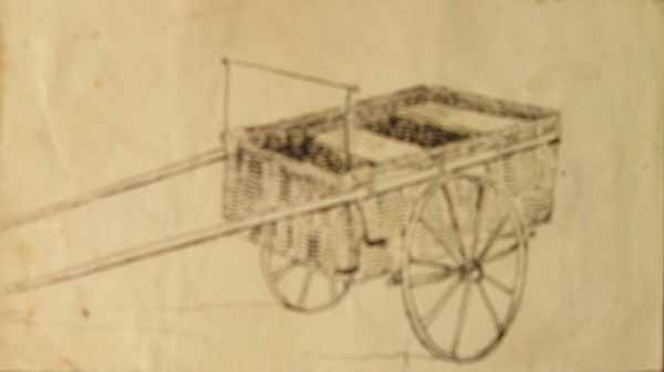 Pen Drawing of a Basket Cart