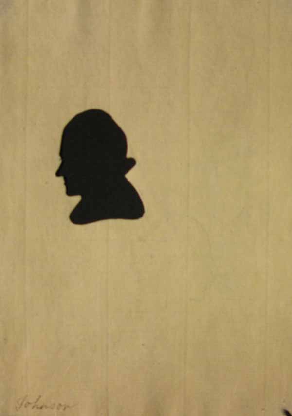 White Paper Cut Out Portrait Silhouette of Thomas Johnson