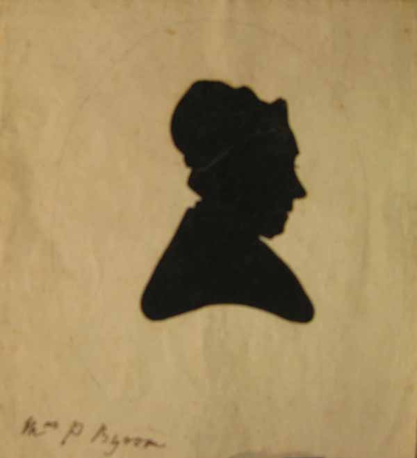 Black Cut Out Paper Silhouette Portrait of Mrs. P. Byrom
