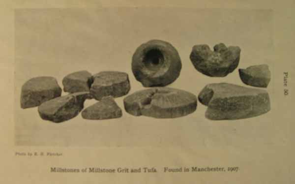 Millstones of Millstone Grit and Tufa, Found in Manchester, 1907
