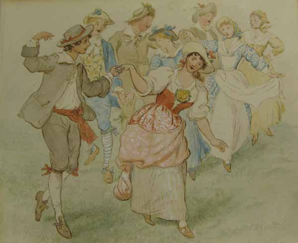 'Now There They Did Stay the Whole of the Day'  (Illustration for 'Come Lasses and Lads' Picture Book No. 13 publ.1884)
