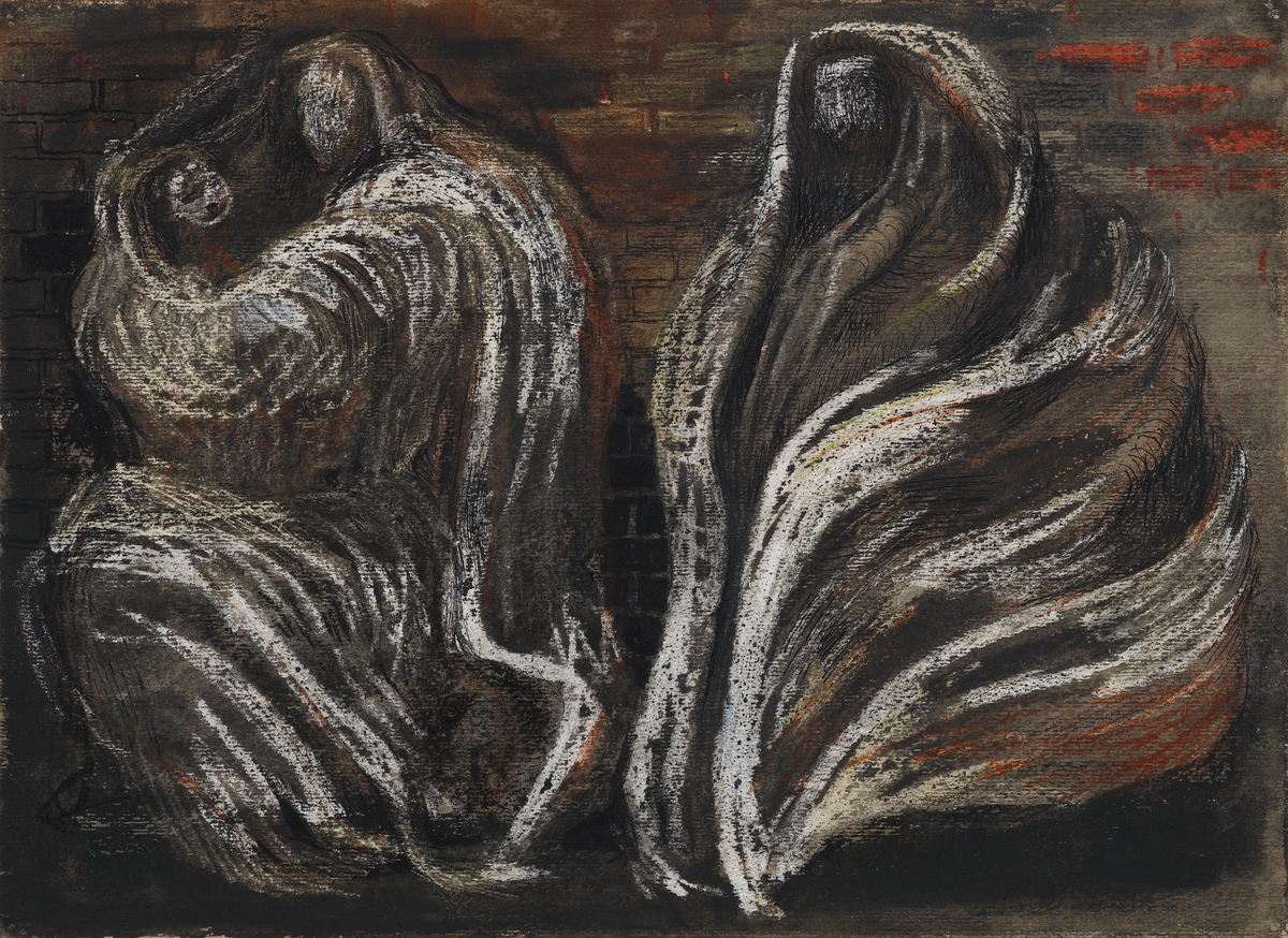 Shelter Scene: Two Swathed Figures